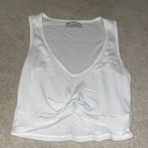 White cropped top with plunging neck